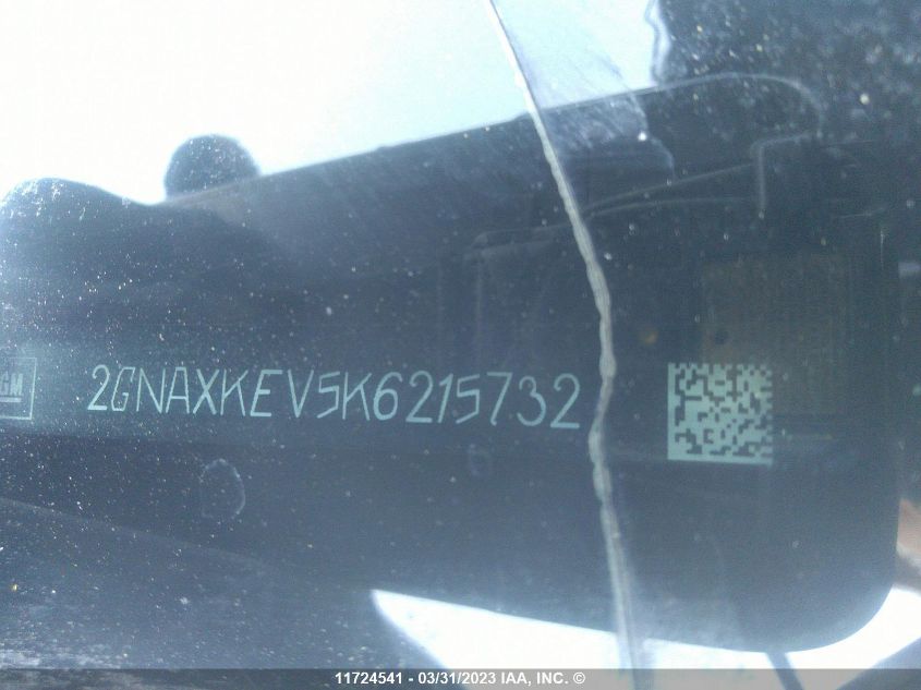 2019 Chevrolet Equinox Lt VIN: 2GNAXKEV5K6215732 Lot: 11724541