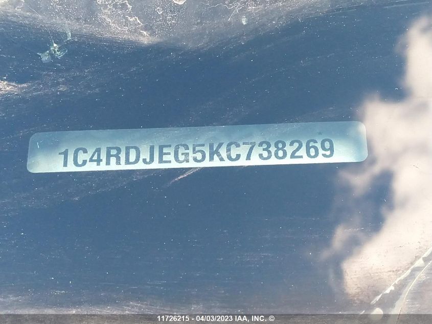 2019 Dodge Durango Citadel VIN: 1C4RDJEG5KC738269 Lot: 11726215