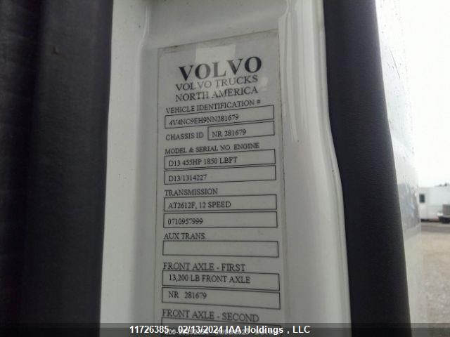 2022 Volvo Vnl VIN: 4V4NC9EH9NN281679 Lot: 11726385