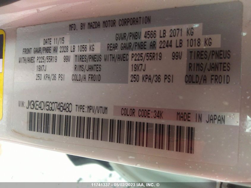 2016 Mazda Cx-5 VIN: JM3KE4DY5G0746480 Lot: 11741337