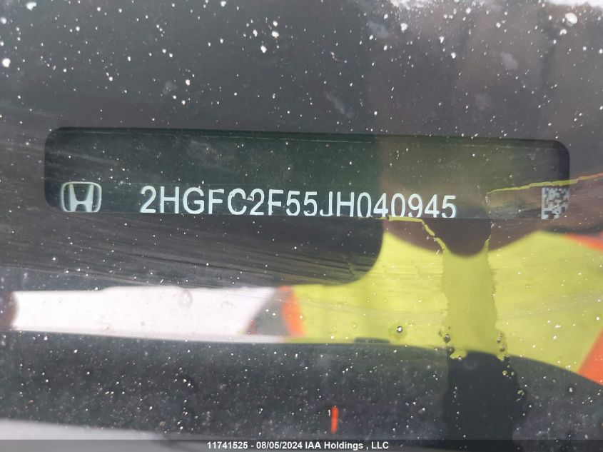 2018 Honda Civic Lx VIN: 2HGFC2F55JH040945 Lot: 11741525