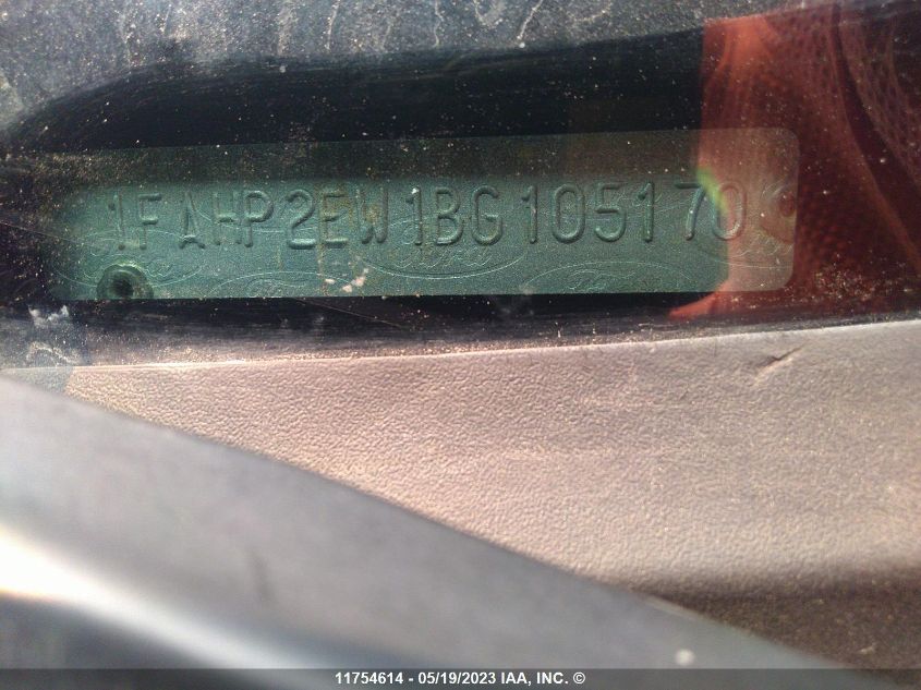 2011 Ford Taurus Sel VIN: 1FAHP2EW1BG105170 Lot: 11754614