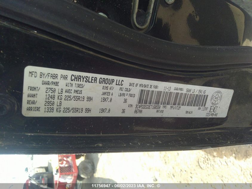 2014 Dodge Journey VIN: 3C4PDDEG3ET168550 Lot: 11756947