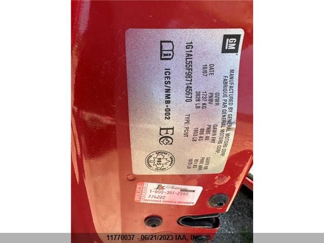 2008 Chevrolet Cobalt Lt VIN: 1G1AL55F987145670 Lot: 11770037