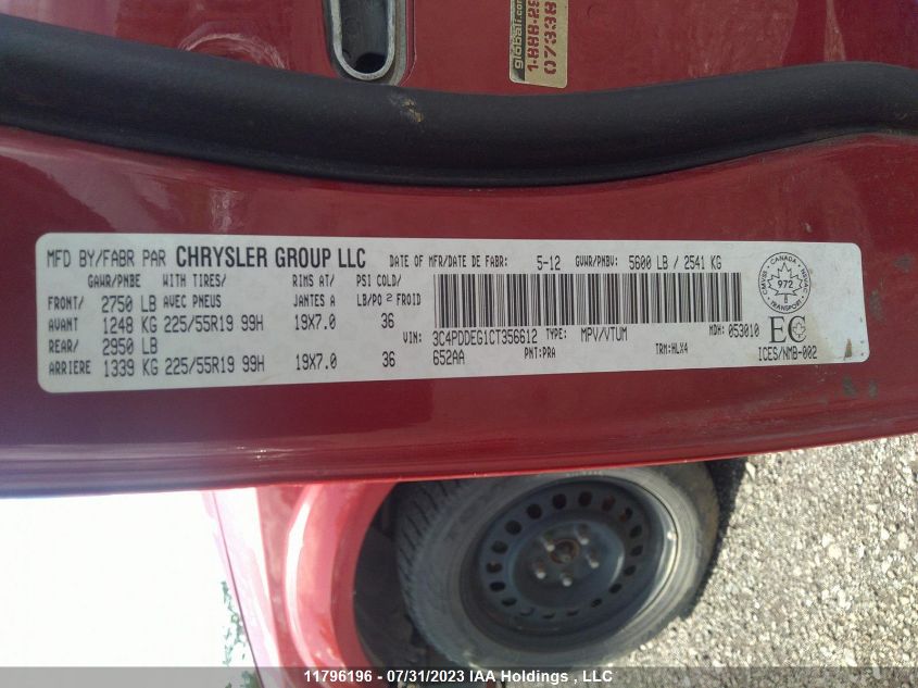 2012 Dodge Journey R/T VIN: 3C4PDDEG1CT356612 Lot: 11796196