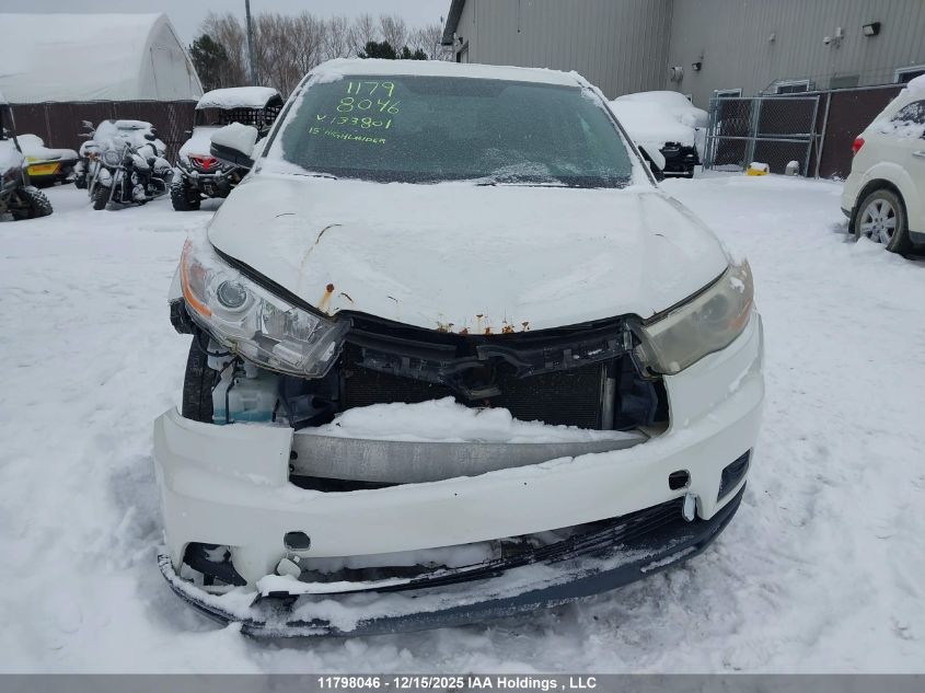 2015 Toyota Highlander Le/Le Plus VIN: 5TDBKRFH3FS133801 Lot: 11798046