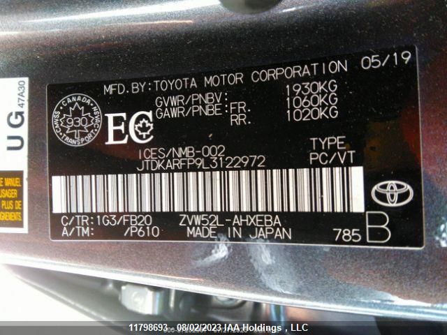 2020 Toyota Prius Prime Le/Xle/Limited VIN: JTDKARFP9L3122972 Lot: 11798693