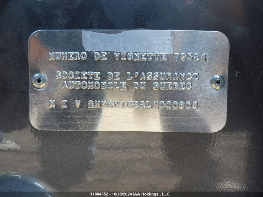 2020 Honda Cr-V Lx VIN: 2HKRW1H22LH000803 Lot: 11804352