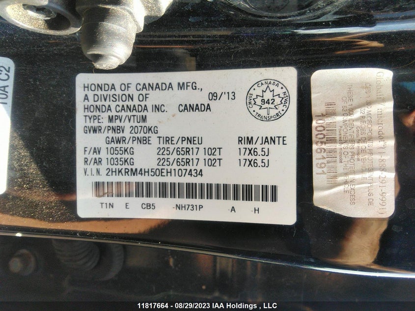 2014 Honda Cr-V Ex VIN: 2HKRM4H50EH107434 Lot: 11817664