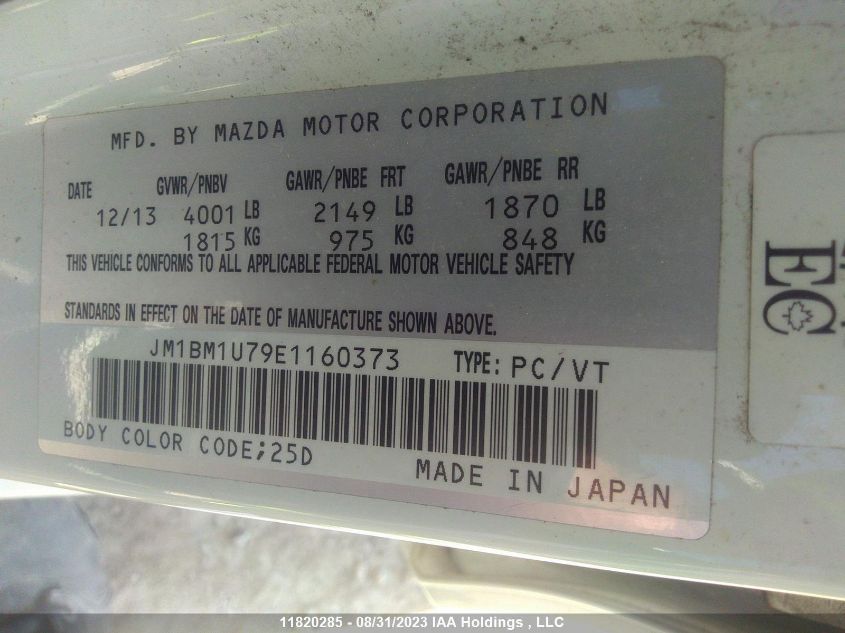 2014 Mazda Mazda3 Gx-Sky VIN: JM1BM1U79E1160373 Lot: 11820285