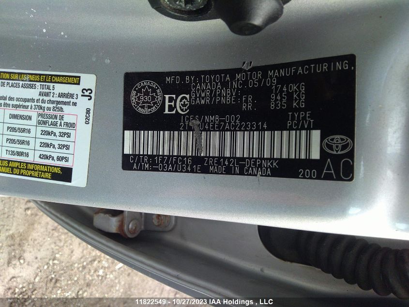 2010 Toyota Corolla Ce/S/Le VIN: 2T1BU4EE7AC223314 Lot: 11822549