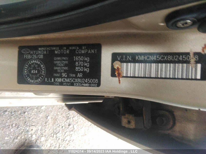 2008 Hyundai Accent VIN: KMHCN45CX8U245008 Lot: 11824314