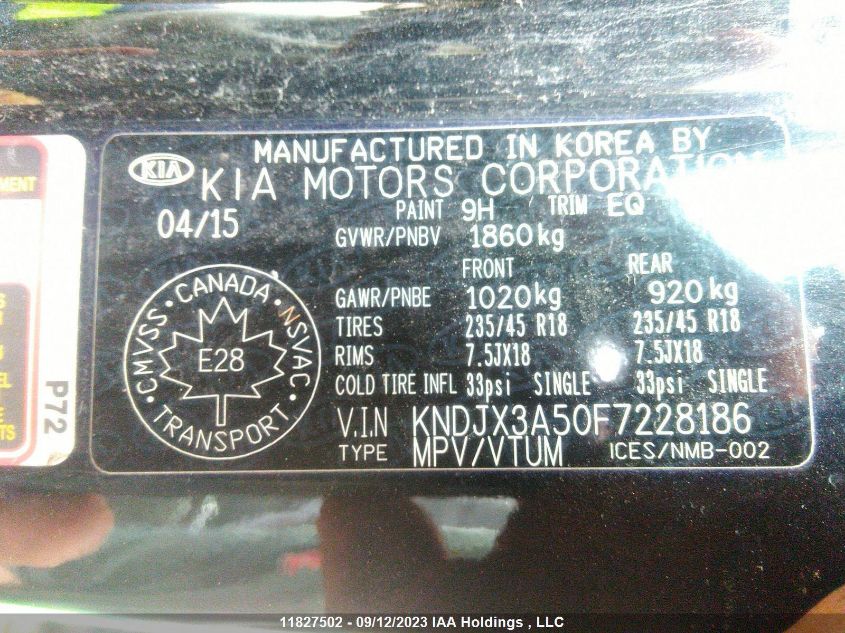 2015 Kia Soul Sx VIN: KNDJX3A50F7228186 Lot: 11827502