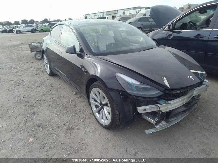 2022 Tesla Model 3 Long Range VIN: 5YJ3E1EB7NF248575 Lot: 11838448