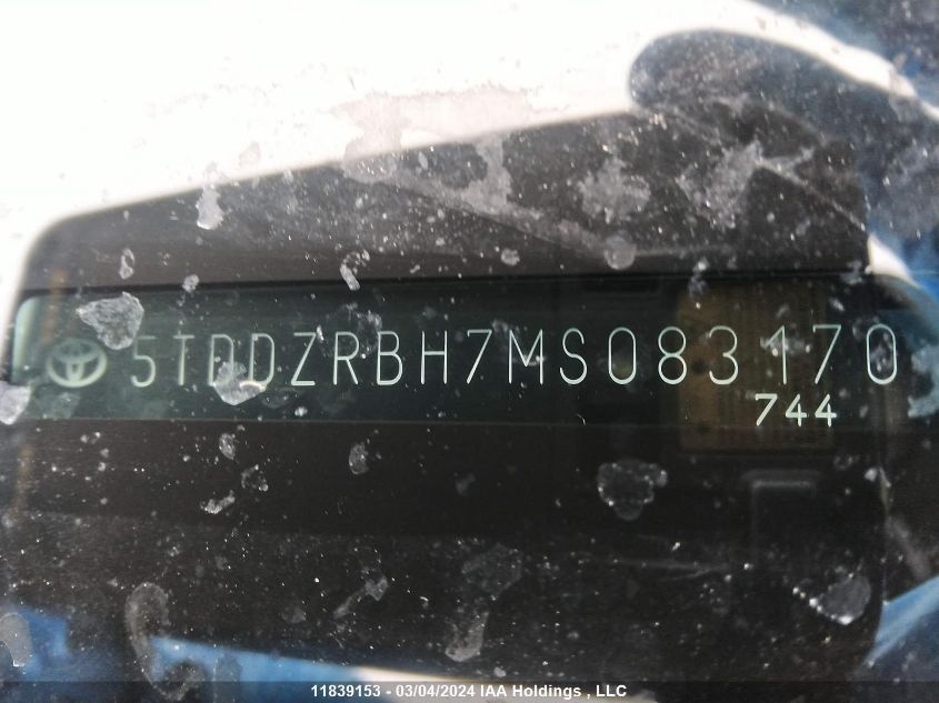 2021 Toyota Highlander Limited VIN: 5TDDZRBH7MS083170 Lot: 11839153