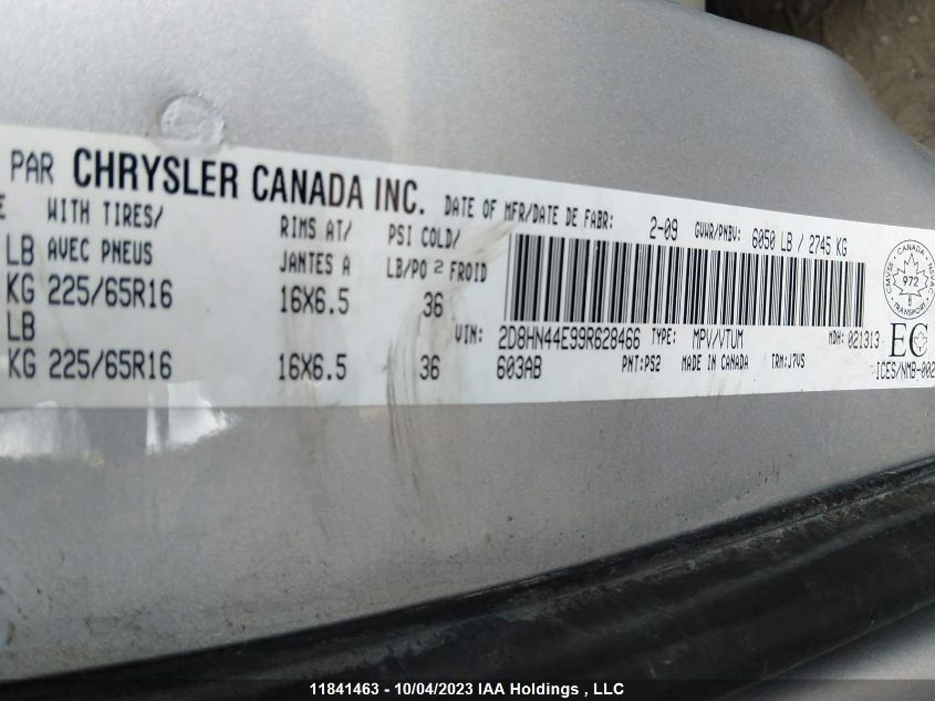 2009 Dodge Grand Caravan Se VIN: 2D8HN44E99R628466 Lot: 11841463