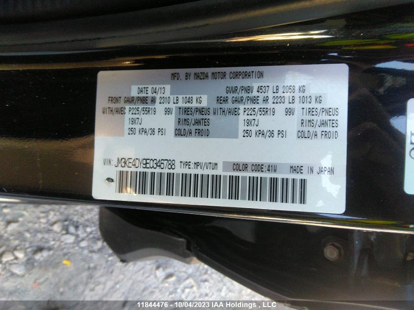 2014 Mazda Cx-5 VIN: JM3KE4DY9E0346788 Lot: 11844476