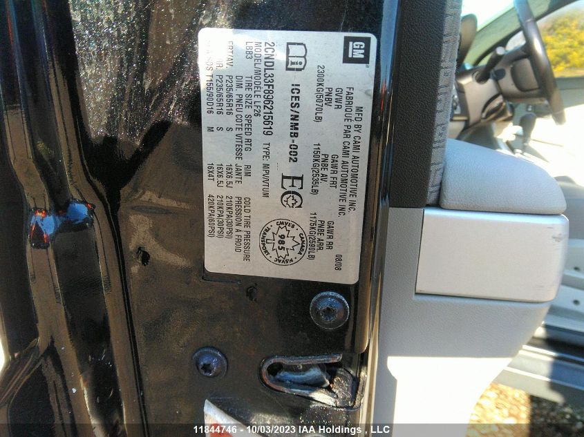 2CNDL33F896215619 2009 Chevrolet Equinox Lt