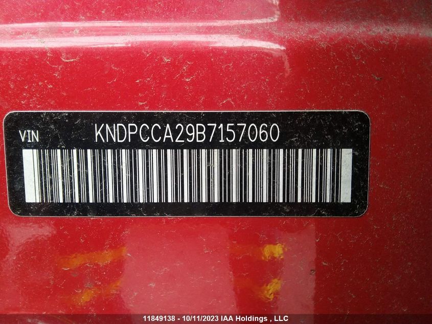 2011 Kia Sportage VIN: KNDPCCA29B7157060 Lot: 11849138