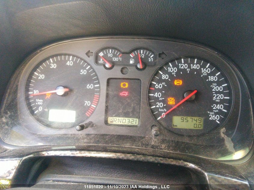 2000 Volkswagen Golf Gls VIN: WVWGA21J2YW221350 Lot: 11851020