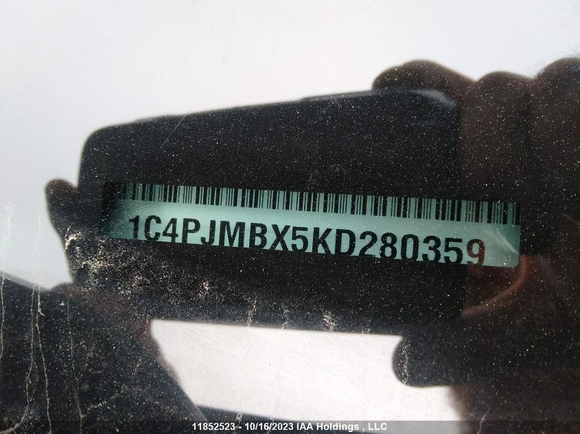 2019 Jeep Cherokee Trailhawk Elite VIN: 1C4PJMBX5KD280359 Lot: 11852523