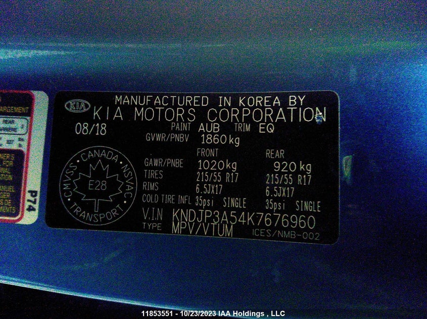 2019 Kia Soul Ex VIN: KNDJP3A54K7676960 Lot: 11853551