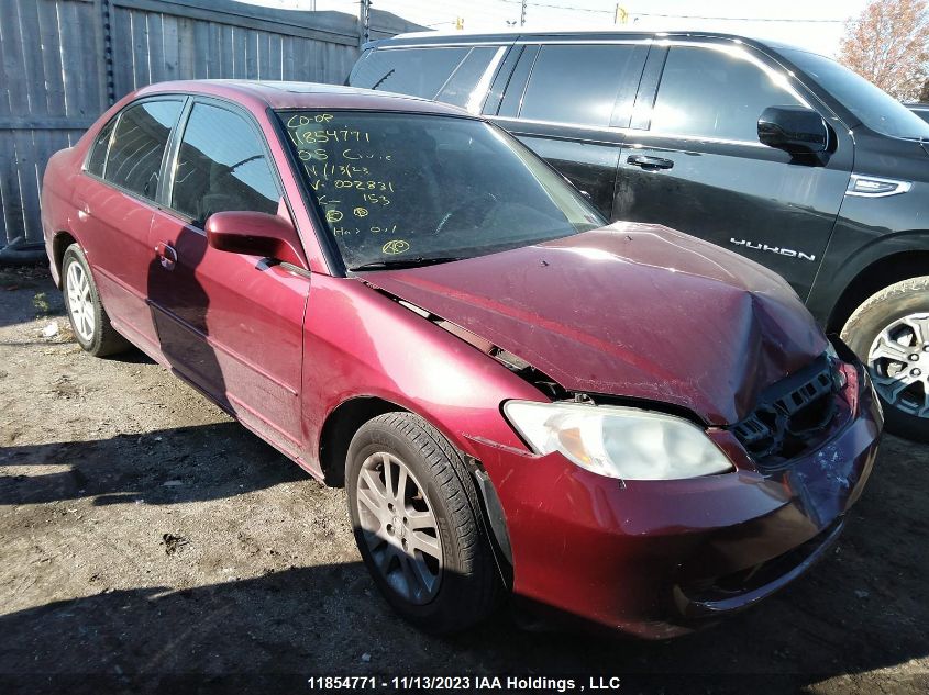 2005 Honda Civic Sdn Si VIN: 2HGES16885H002831 Lot: 11854771