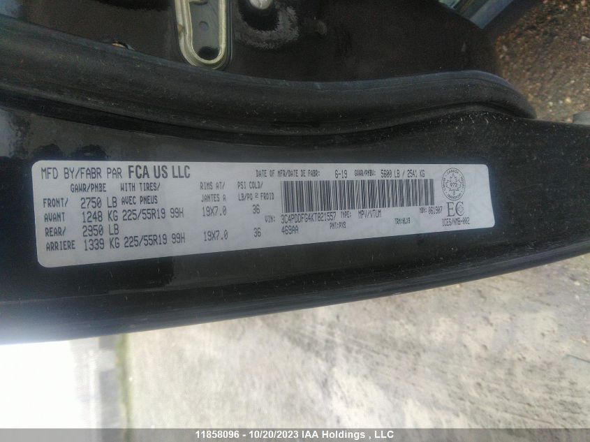 2019 Dodge Journey Gt VIN: 3C4PDDFG4KT821557 Lot: 11858096