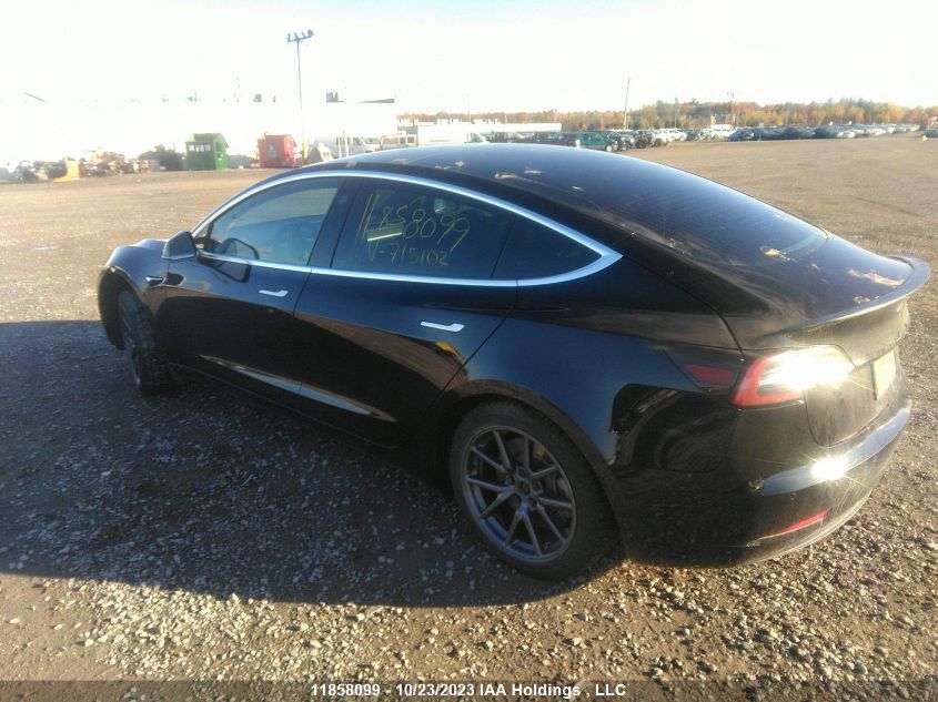 2020 Tesla Model 3 Standard Range Plus VIN: 5YJ3E1EA4LF715102 Lot: 11858099