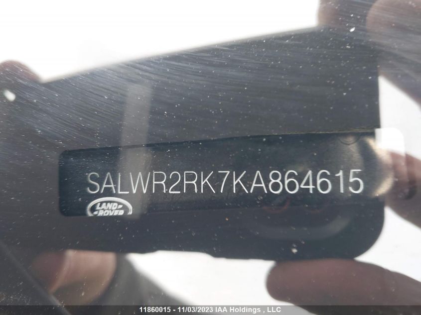 2019 Land Rover Range Rover Sport Hse VIN: SALWR2RK7KA864615 Lot: 39227535