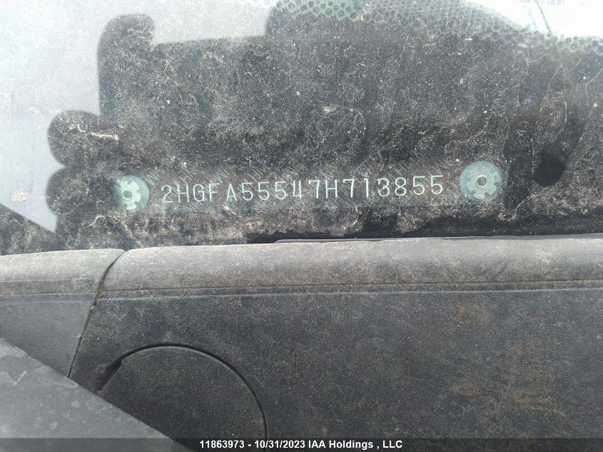 2007 Honda Civic Si VIN: 2HGFA55547H713855 Lot: 11863973