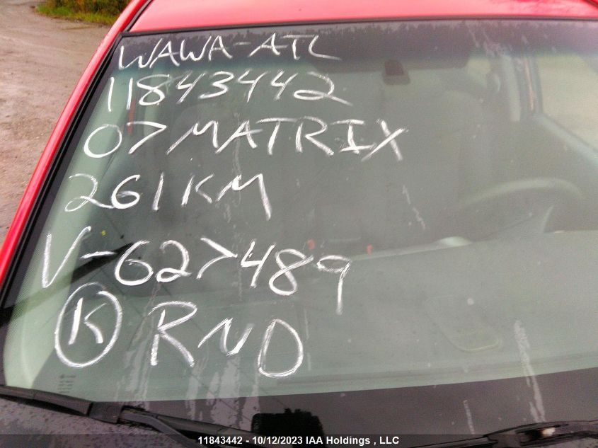 2007 Toyota Matrix Wagon VIN: 2T1KR32E17C627489 Lot: 11843442X