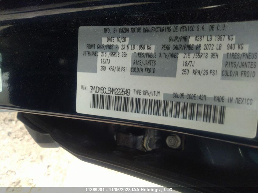 2021 Mazda Cx-30 Gs VIN: 3MVDMBCL6MM222549 Lot: 11869281