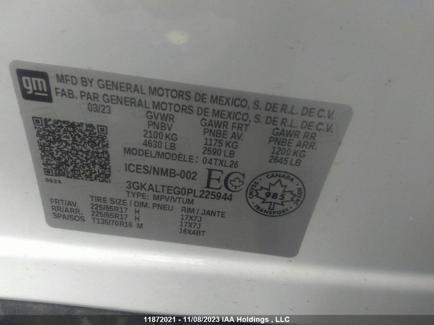 2023 GMC Terrain Sle VIN: 3GKALTEG0PL225944 Lot: 11872021