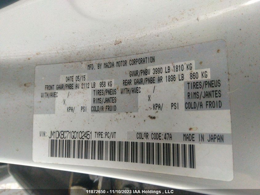 2016 Mazda Cx-3 Gs VIN: JM1DKBC71G0102451 Lot: 11872650