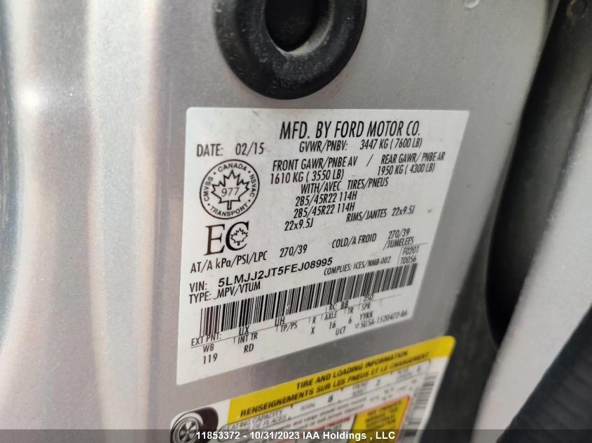 2015 Lincoln Navigator VIN: 5LMJJ2JT5FEJ08995 Lot: 11853372X