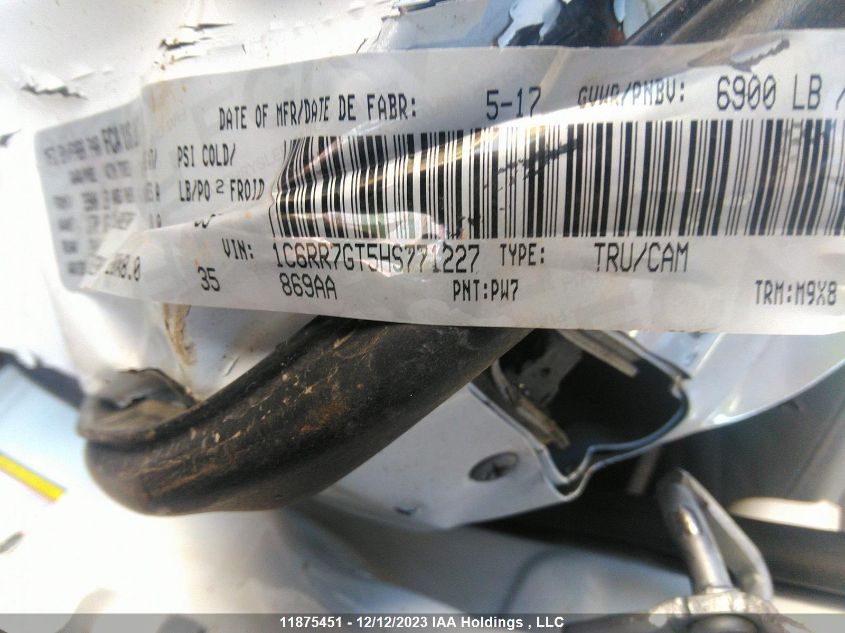 2017 Ram 1500 Slt VIN: 1C6RR7GT5HS771227 Lot: 11875451