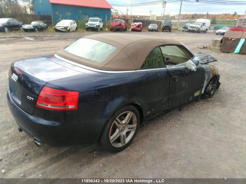 2007 Audi A4 2.0T Cabriolet VIN: WAUAF48H37K027631 Lot: 11856342X