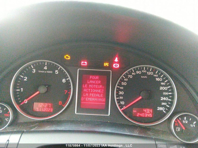 2008 Audi A4 2.0T VIN: WAUKF68E38A167675 Lot: 11870864X