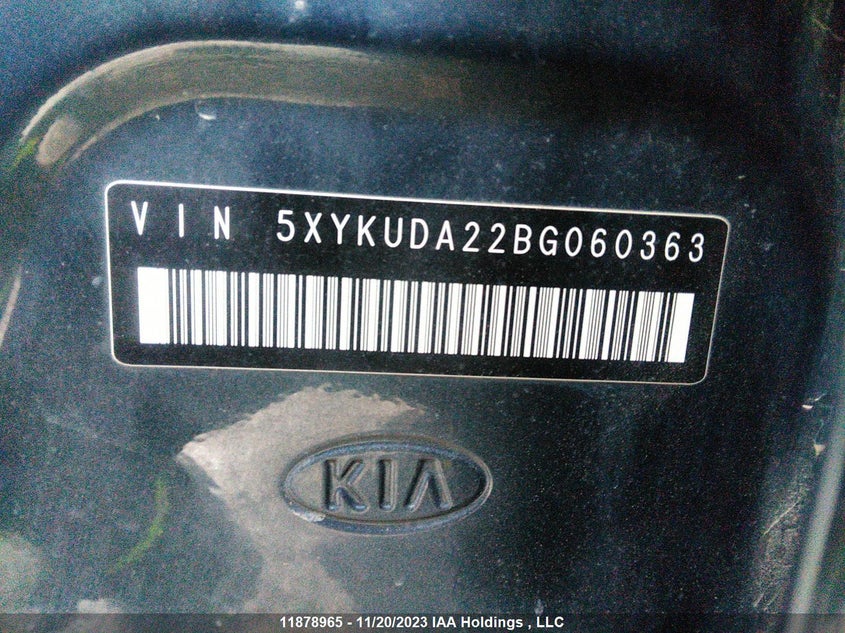 2011 Kia Sorento Ex VIN: 5XYKUDA22BG060363 Lot: 11878965