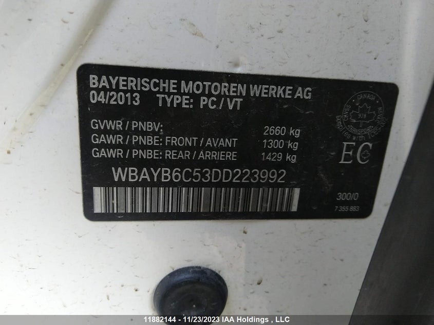 2013 BMW 7 Series 750I xDrive VIN: WBAYB6C53DD223992 Lot: 11882144