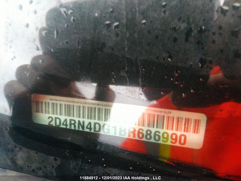 2011 Dodge Grand Caravan VIN: 2D4RN4DG1BR686990 Lot: 11884912