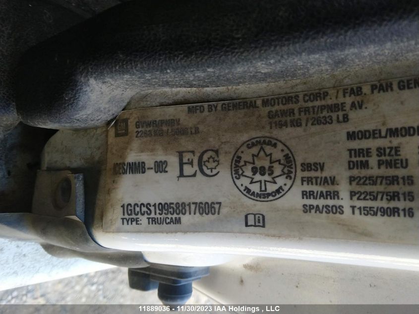 2008 Chevrolet Colorado Ls VIN: 1GCCS199588176067 Lot: 11889036