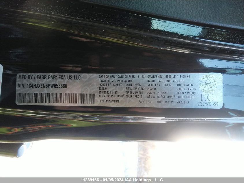 2023 Jeep Wrangler Sahara VIN: 1C4HJXEN6PW653680 Lot: 11889166