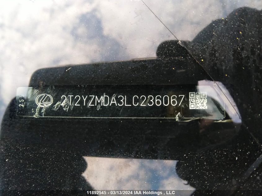 2020 Lexus Rx Rx 350 VIN: 2T2YZMDA3LC236067 Lot: 11892545