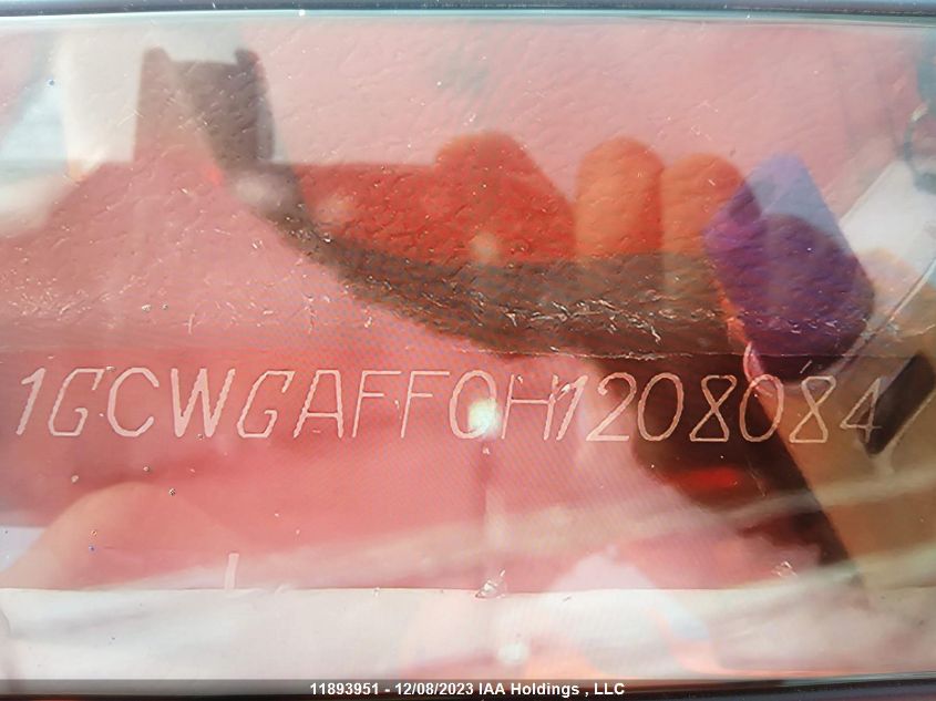 2017 Chevrolet Express G2500 VIN: 1GCWGAFF0H1208084 Lot: 11893951