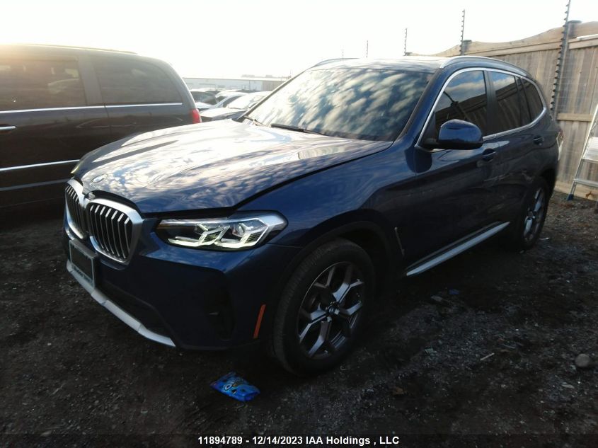 2022 BMW X3 VIN: 5UX53DP04N9K31415 Lot: 11894789