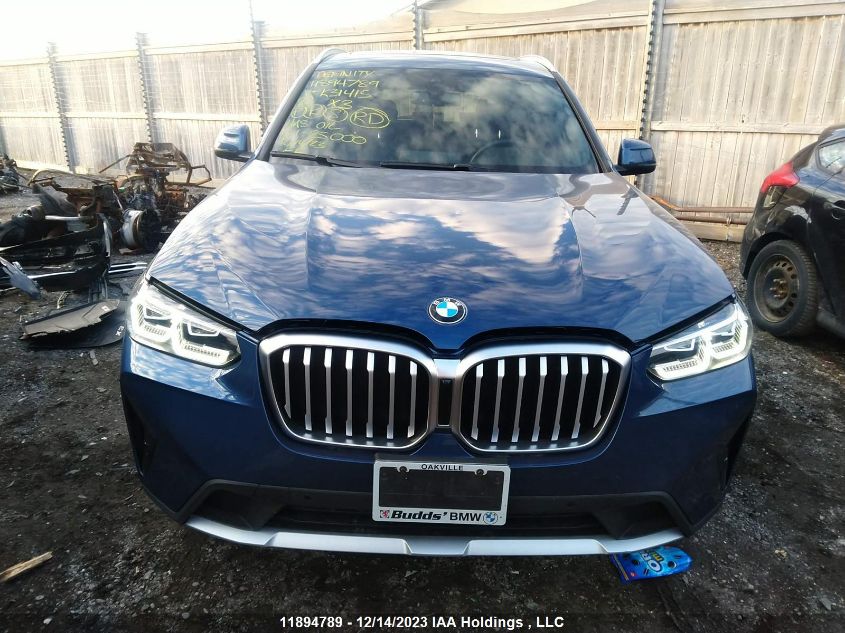 2022 BMW X3 VIN: 5UX53DP04N9K31415 Lot: 11894789