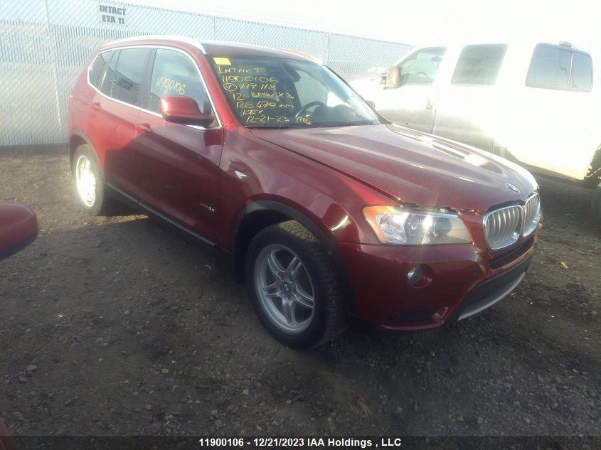 2012 BMW X3 xDrive28I VIN: 5UXWX5C57CL717118 Lot: 11900106