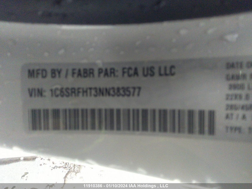 Image 10 of 2022 RAM 1500  salvage vehicle - Lot #11910386 at IAAI